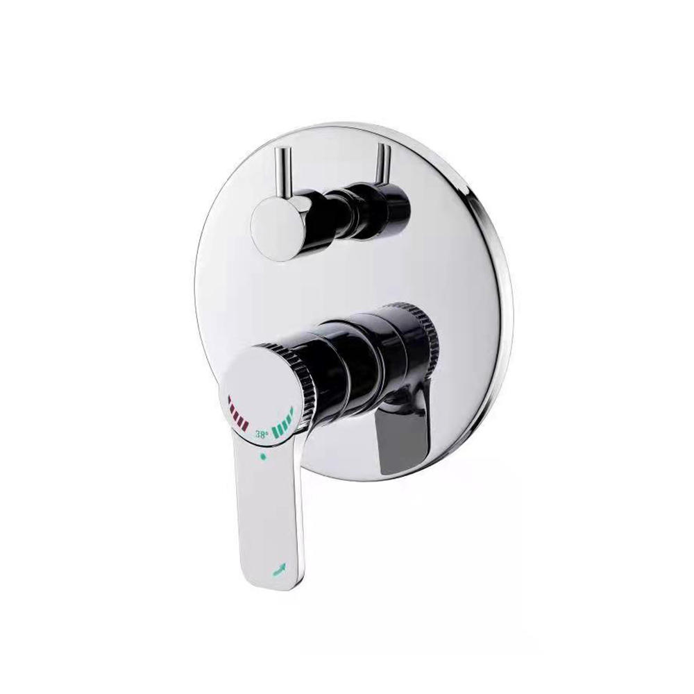 TPM-701107-Hochwertiger, verdickter, runder Badezimmer-Waschraum aus hochwertigem Vollkupfer, doppelte Einstellung des Heiß- und Kaltwasser-Thermostat-Wasserhahnschalters